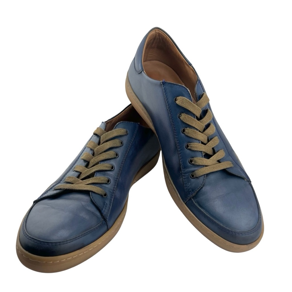 Mezlan Masi Lace Up Leather Sneaker Mens 10M Blue Made in Spain Quiet Luxury - Picture 2 of 11